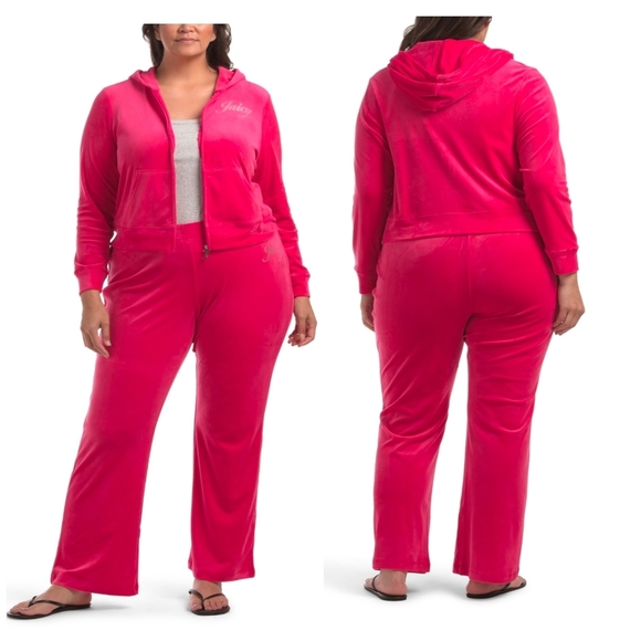 🔹️Juicy Couture🔹️plus Size Women's Pink Classic Velour Jogger Set - Picture 1 of 3